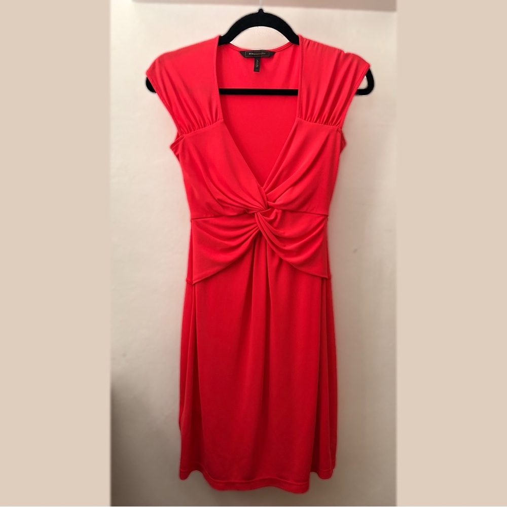 BCBG Max Azria Red Ruched Wrap Mini Dress
